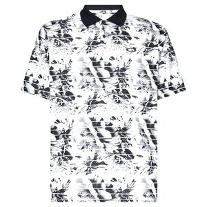 Oakley Polo Shirt Mens L Black White Hawaiian Golf Performance Hydrolix Azalea